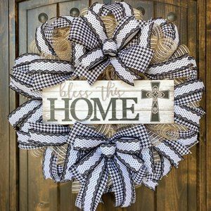 Religious Wreath, Faith Wreath, Everyday Wreath, Bless this Home Wreath